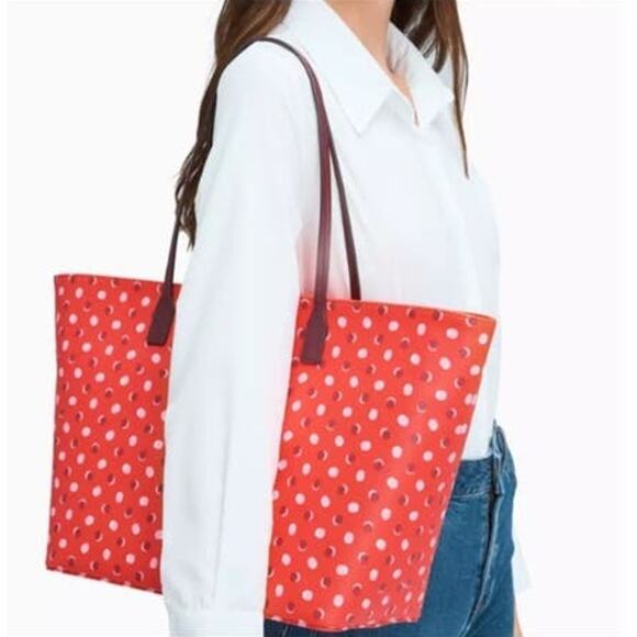 Kate Spade Shore Street Fiesta Dot red leather margareta tote bag - Picture 2 of 12